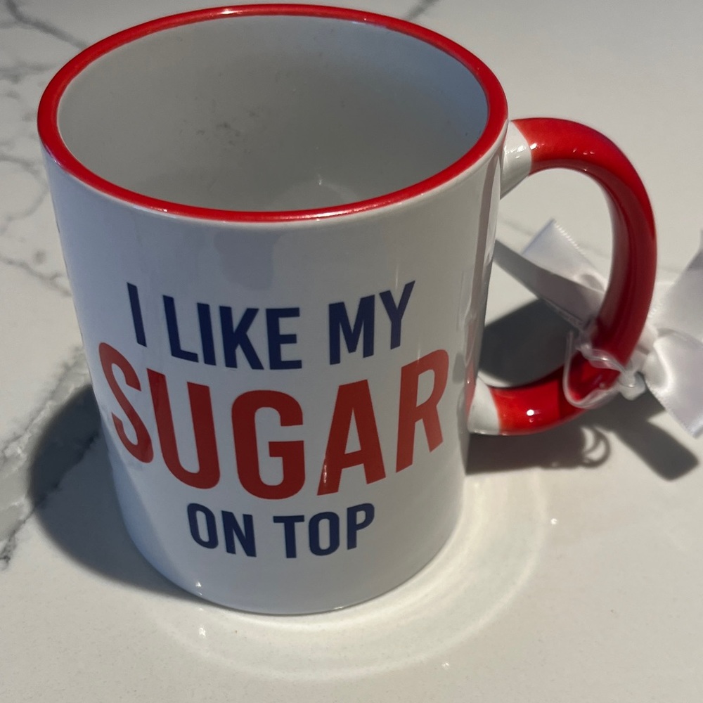 NEW It’s Sugar White Ceramic Mug “I like my sugar on top”